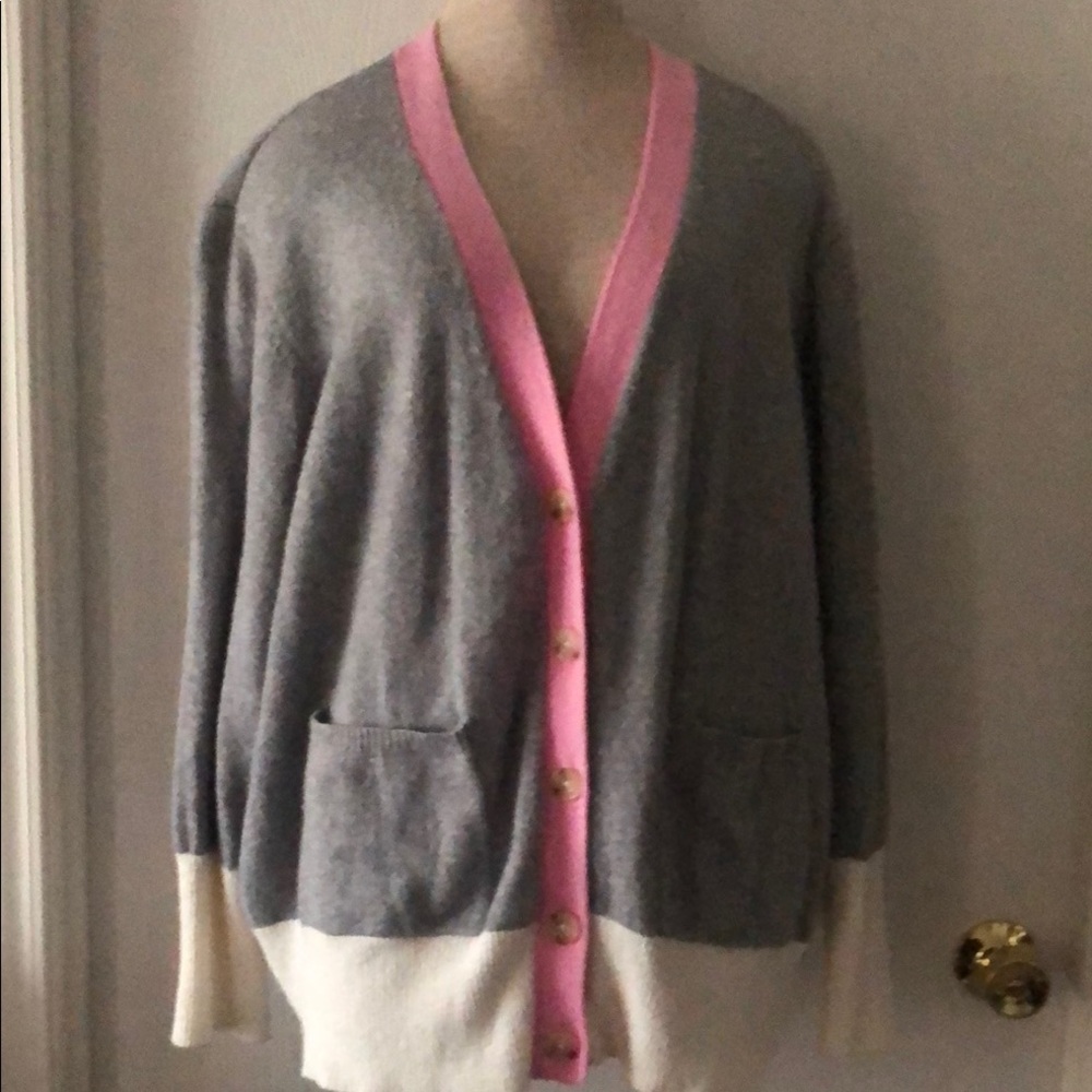POPSUGAR Gray and Pink Cardigan Sweater